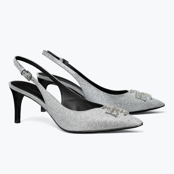 Tory Burch Silver Slingback Heels - Picture 2 of 10
